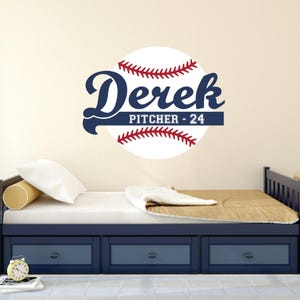 Custom Baseball Sports Name Wall Decal for Athletes & Boys Room Decor - Personalized Baseball Wall Art Sticker for Kids&#39; Bedroom