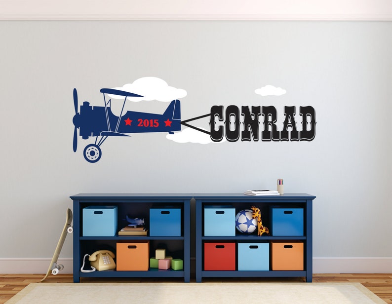 Airplane Wall Decal Airplane Nursery Decal Airplane Decor Etsy