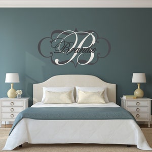 Elegant Monogram Wall Decal, Personalized Wall Decal, Shabby Chic Decor ...