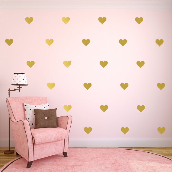 gold heart decal heart decals colors heart wall decals | etsy