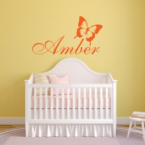 Personalized Butterfly Wall Decal, Name Wall Decal, Baby Nursery Decal, Nursery Name Decal, Monogram Decal, Girl Name Decal - WD0161