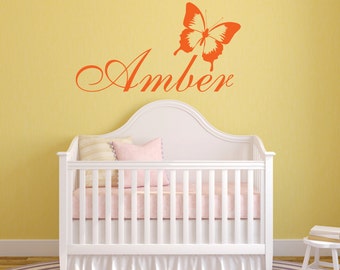 Personalized Butterfly Name Wall Decal, Nursery Decor