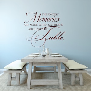 Dining Room Decal, Family Wall Decal, Dining Table Decal, Dining Decor, The Fondest Memories Are Made Gathered Around The Table WD0167 image 1