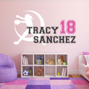 Softball Wall Decal, Baseball Wall Decal, Personalized Softball Wall Decor, Softball Player, Girls Softball, Softball Wall Art - WD0014