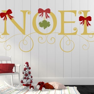 Merry Christmas Decal, Noel With Ornament, Christmas Decor, Christmas Wall Decal, Christmas Decoration, Santa Wall Decal