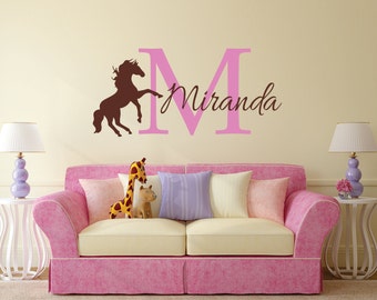 Horse Wall Decal, Personalized Horse Decal, Horse Decor, Nursery Name Decal, Horse Nursery, Horse Name Decal - WD0059