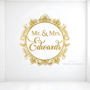 Custom Wedding Initials Dance Floor Decal Art | Personalized Reception or Anniversary Monogram | Elegant Baroque Round Decals