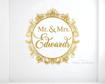 Custom Wedding Dance Floor Decal: Baroque Monogram Initial Art