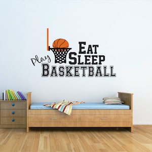 Basketball Wall Decal, Basketball Nursery Decal, Basketball Boy Wall Decal, Basketball Girl Wall Decal, Eat Sleep Play