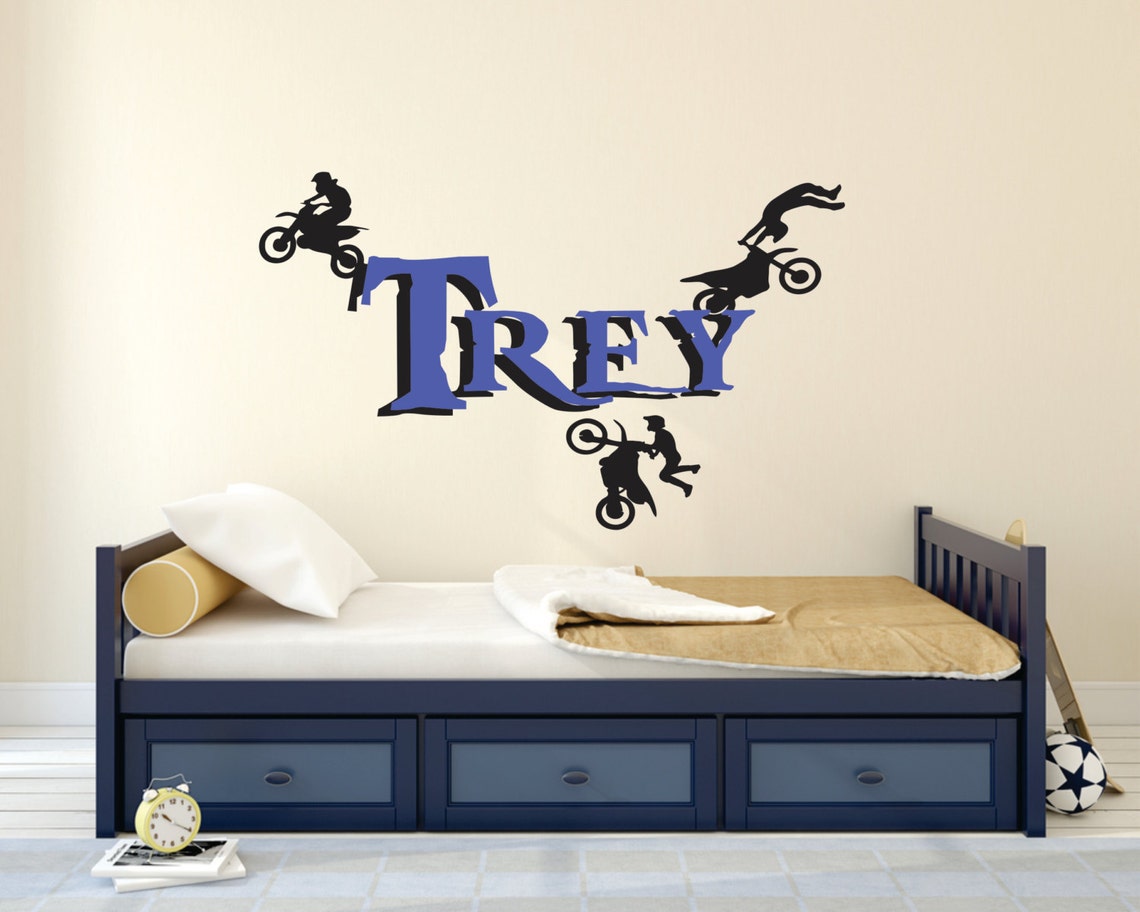 Motocross Decor Dirt Bike Wall Decal Personalized Boys Etsy