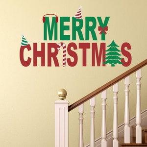 Merry Christmas Decal, Christmas Wall Decal, Christmas Decor, Santa Clause Decal
