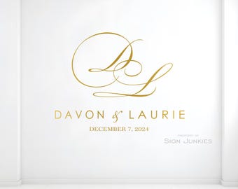 Personalized Wedding Dance Floor Decal: Elegant Script Monogram