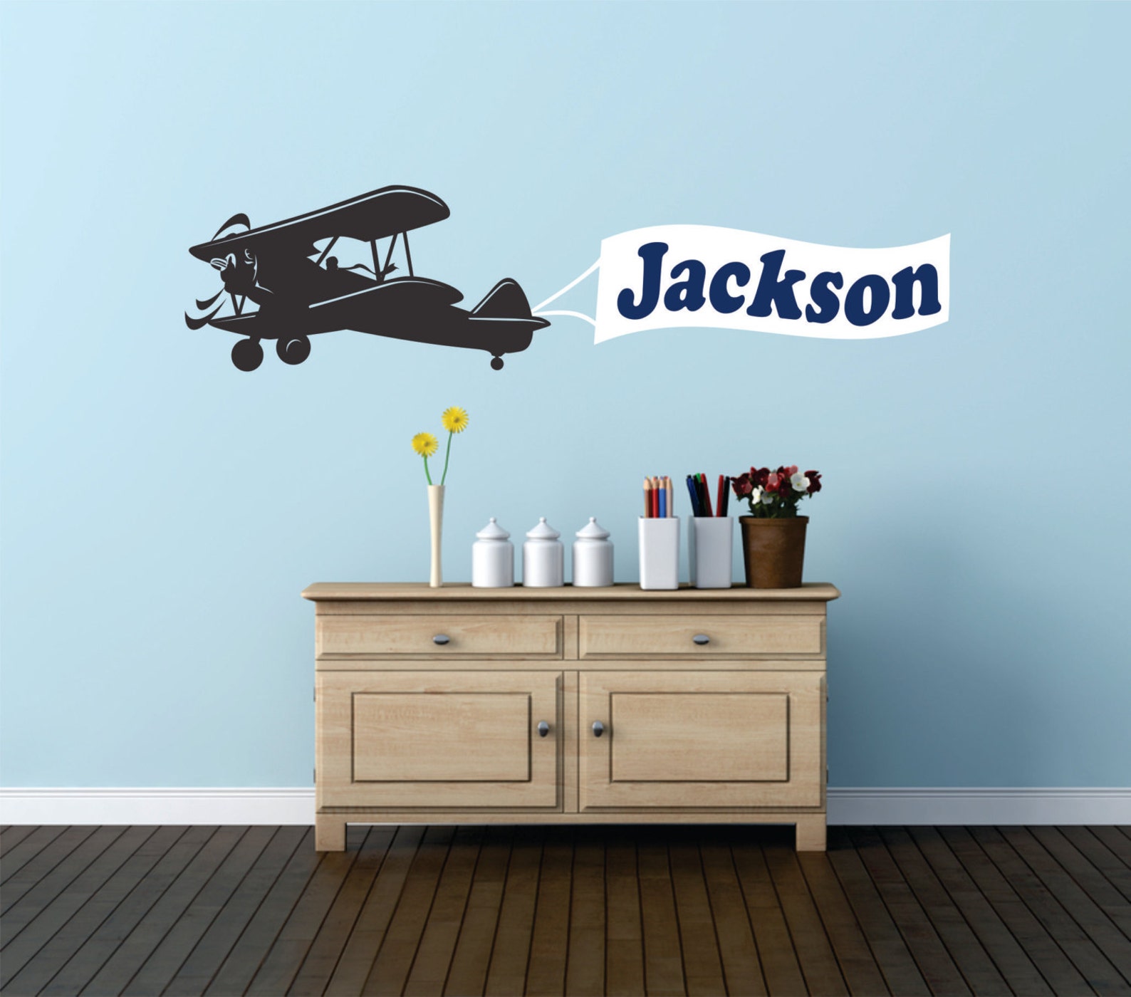Airplane Wall Decal Airplane Decor Personalized Airplane Etsy