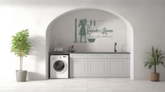 Laundry Room Wall Decal: Laundry Girl Silhouette Art