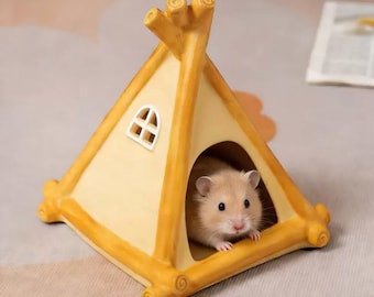 Toca de cerâmica para hamster, presente para pequenos animais de estimação, cama em formato de tenda para hamster, esconderijo para porquinho-da-índia, decoração para gaiola, abrigo refrescante de verão, presente para amantes de hamsters.
