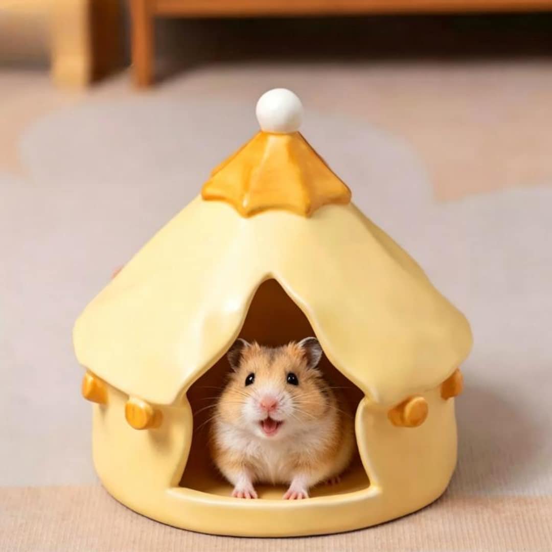 Ceramic Hamster Hideout, Small Pet Cooling House, Tent Hamster Bed ...