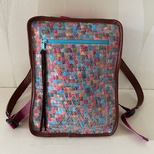 Leather Backpack VanStoel#330 MULTICOLOR PATCHWORK | RECLAIMED handmade leather bag to reduce waste