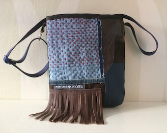 Patchwork Tas van Denim en Leer VanStoel#185