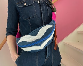 Denim Waist Bag VanStoel#339 BLUE | RECLAIMED handmade leather bag to reduce waste