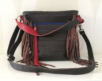 Leather Shoulder Bag VanStoel#277 DARK BROWN | RECLAIMED handmade leather bag to reduce waste
