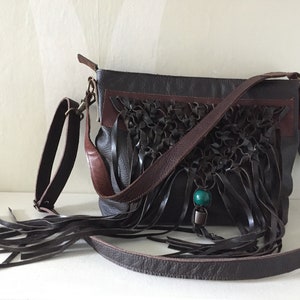 Leather Shoulder Bag VanStoel#284 BROWN | RECLAIMED handmade leather bag to reduce waste