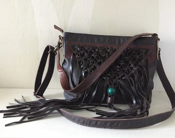 Leather Shoulder Bag VanStoel#284 BROWN | RECLAIMED handmade leather bag to reduce waste