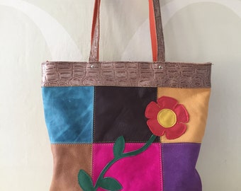 Patchwork Leather Shopper VanStoel#266 | RECLAIMED handmade leather bag to reduce waste