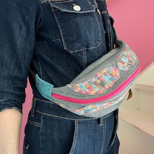 Jeans Gürteltasche VanStoel #338 GRAY | RECLAIMED handgefertigte Ledertasche zur Abfallreduzierung