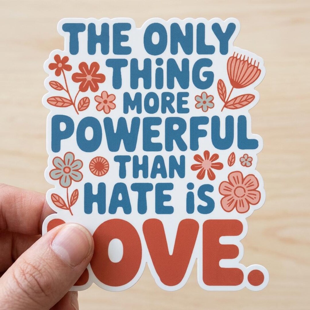 Inspirational Quote Sticker I Retro Floral Love Quote Decal, Positive ...