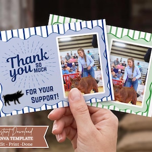 4H Thank You Cards Template, FFA Livestock Buyer Thank You, Fair Animal Card, Show Pig Thank You, Editable Canva Template, Instant Download
