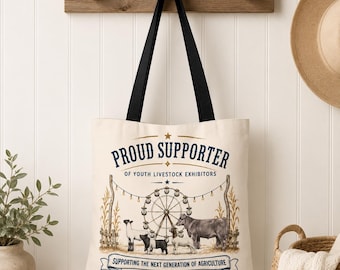 Livestock Auction Buyer Gift Tote Bag | Proud Supporter Buyers Gift Canvas Tote | County Fair Buyer Gift | Agriculture Tote | Farm Gift