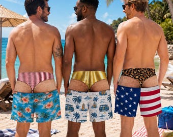 Personalisierte, lustige Badehosen für Herren – Hautton, Muster für Unterwäsche und Shorts wählbar, perfektes Geburtstags- oder Strandurlaubsgeschenk für ihn