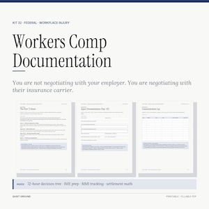 Workers Comp Documentation Kit | Injury Report Log | IME Prep | MMI Tracking | Settlement Worksheet | Fillable PDF