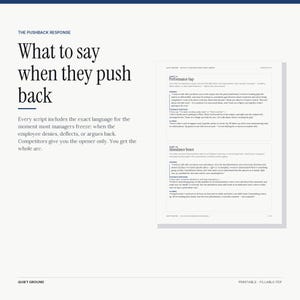 What to say when they push back — pushback response page from Difficult Conversations Kit, the differentiator competitors skip