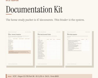 Adoption Documentation Kit | Home Study Tracker ICPC Hague Form 8839 Tax Credit Profile Letter Prep Finalization | Fillable PDF