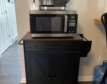 Rolling Kitchen Island Cart with Large Worktop, Spice Rack & Drawer