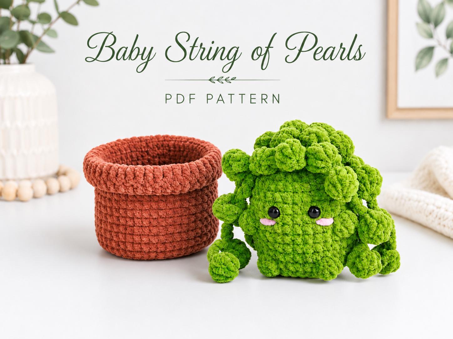 30 String of Pearls Crochet Patterns for Hanging Plants, Mini Pots, and Car Charms 11 Baby Succulent String of Pearls Crochet Pattern
