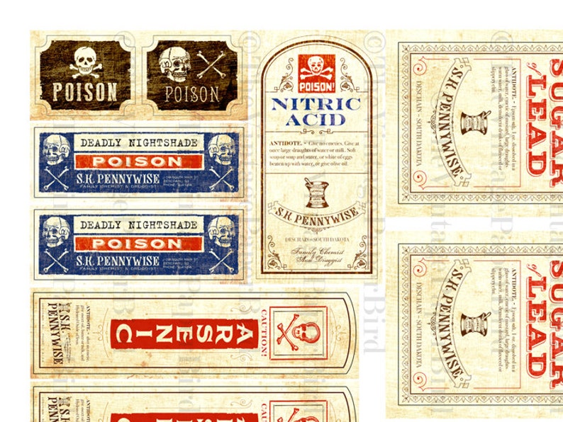 Vintage Halloween Poison Labels Digital Download Printable | Etsy