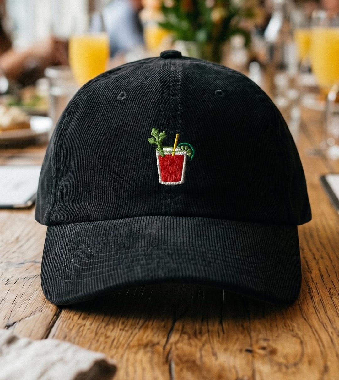 Caesar Cocktail Embroidered Corduroy Cap | Vintage Canadian Drink Hat ...