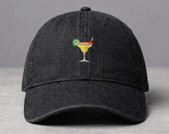 Spicy Margarita Embroidered Vintage Wash Denim Cap Dad Hat for Taco Tuesday and Brunch Outfits
