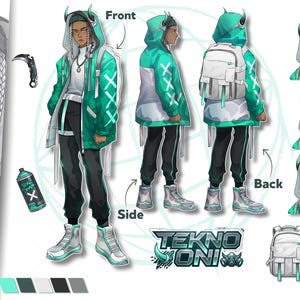 Custom Character Sheet, Digital Character Design Reference for VTuber