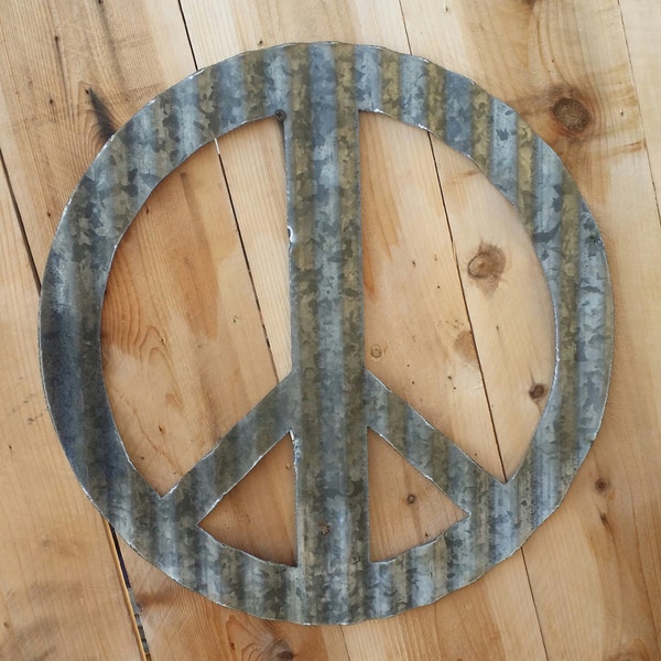 PEACE Sign/Corrugated Metal/ Flowerchild/60's decor/Hippie