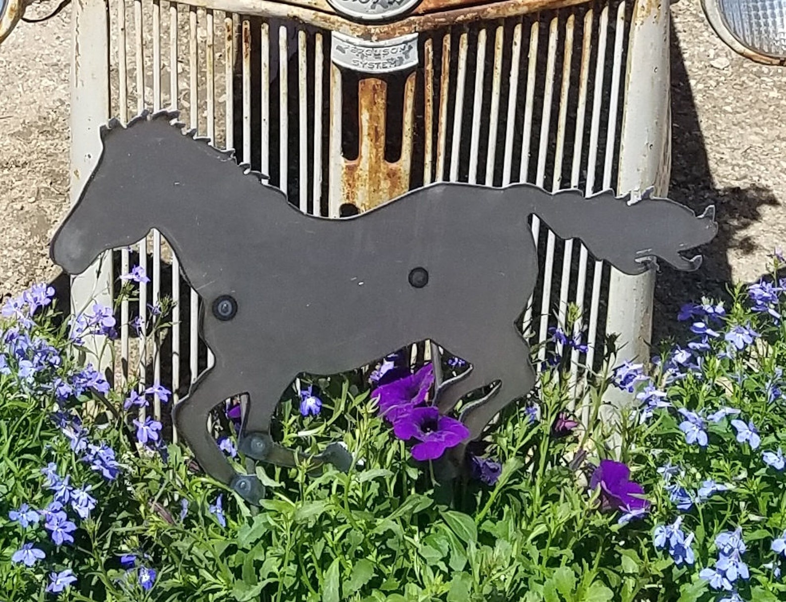 Running Horse Metal Garden Stake Etsy