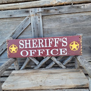 Sheriff&#39;s Office Rustic Carved Wood Sign, Western décor, Bunk House, Cowboys, Cowgirls, Distressed Wood Signs, Old West, Home Décor
