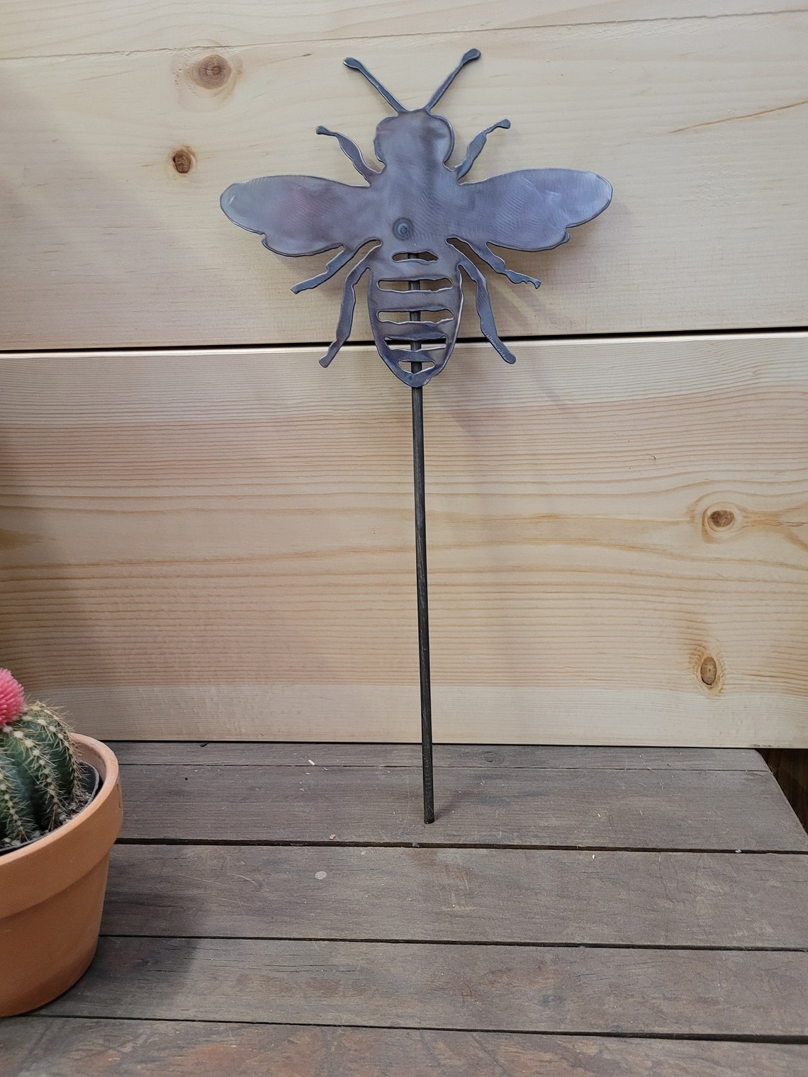 Bee Garden Stake/metal Yard Décor/flower Garden/garden Etsy