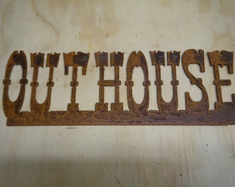 Rustic Metal Outhouse Sign/Bathroom