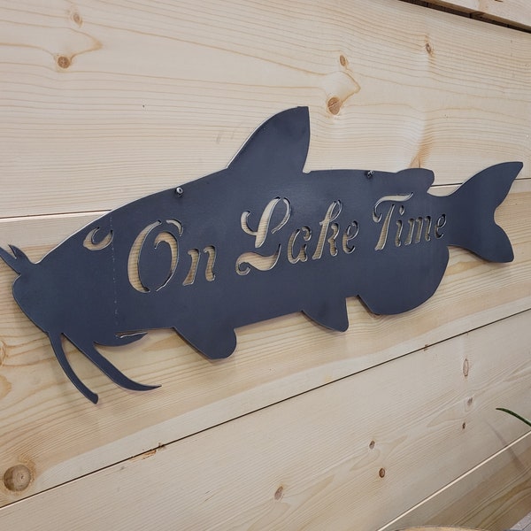 Metal Catfish Lake Sign Etsy