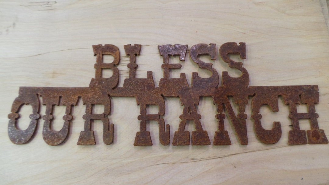 Rusted Rustic Metal Bless Our Ranch Sign - Etsy