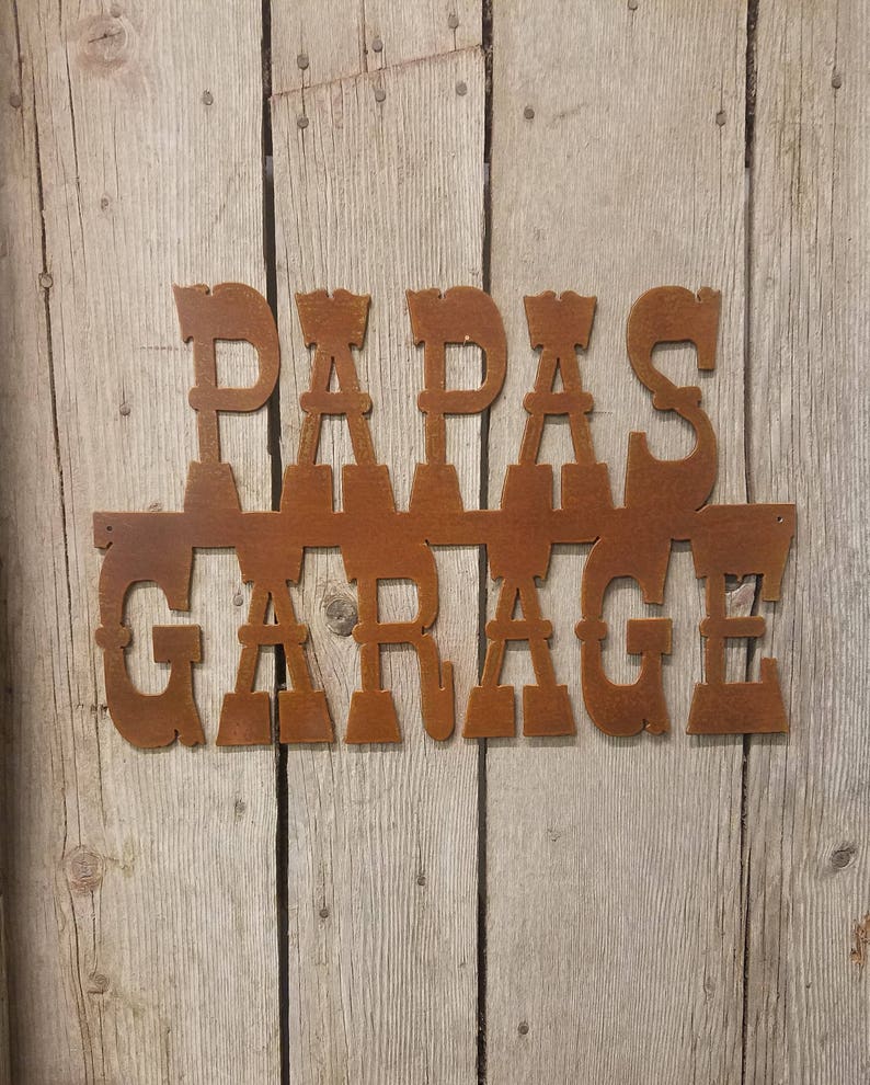 Large Rusted Metal Papas Garage - Etsy