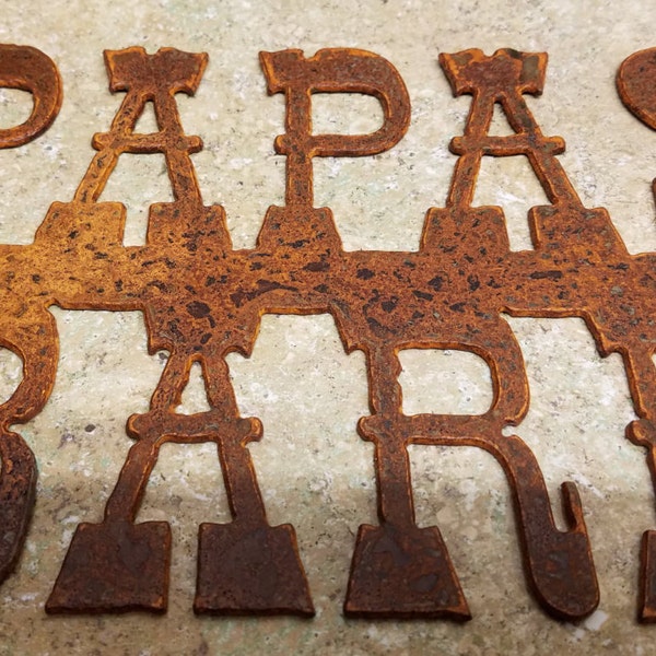 Small Rusted Metal Papas Barn Sign/Papaw/Grandpa/Grandma/Farm/Ranch
